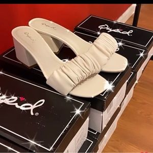 White Ruched strap sandal